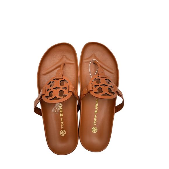 Tory Burch 'Miller' Brown Leather Cloud Size 8.5 - Picture 3 of 6